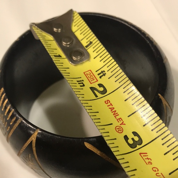 Dark Brown Wood Carved Light Bangle Bracelet - Picture 15 of 16